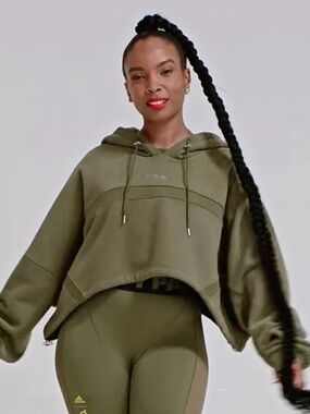 IVY PARK Adidas Peloton Olive Green Cropped oversized Hoodie
